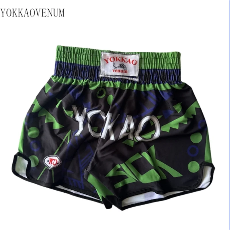 YOKKAOVEUM boxing shorts combat training fitness men's quick drying shorts gym Muay Thai sports shorts