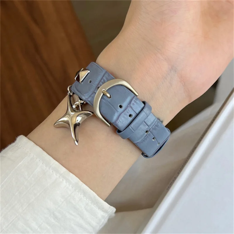 Ремешок Y2k кожаный для Apple Watch Band Ultra2 49 45 44 41, роскошный браслет с подвеской в виде ящерицы для часов серии 9 8 7