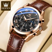 OLEVS 2871 reloj para hombre, reloj de cuarzo de marca Original, reloj cronógrafo multifuncional para hombre, reloj de fase lunar luminosa resistente al agua