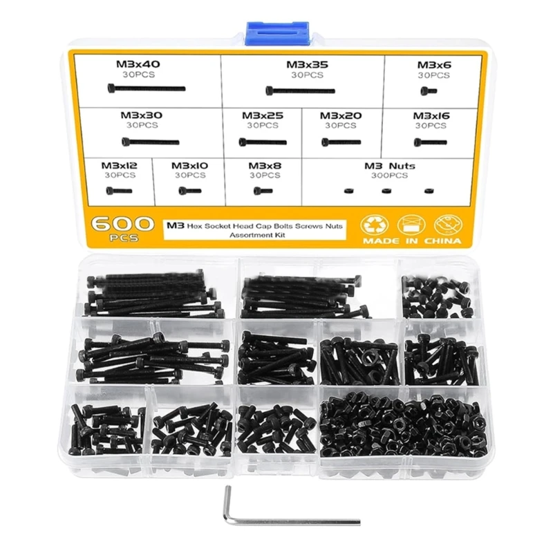 560pcs 3,4,5mm Sekrup Mesin Karbon Sekrup Nut Hardware Assortment Set