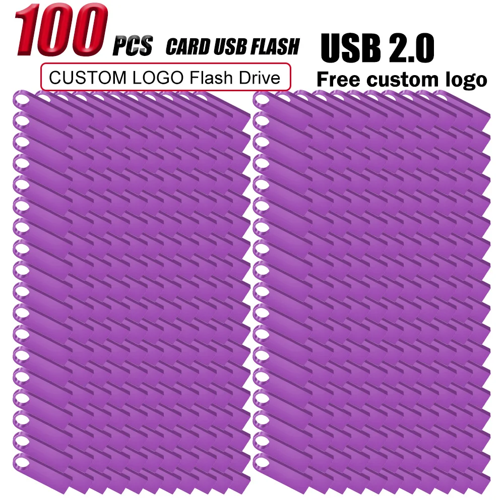 

100PCS Flash Drives Metal 64GB Free Custom Logo Black 32GB Pen Drive 16GB Memory Stick U Disk 8GB 4GB Gift 128MB 2GB 1GB 2.0