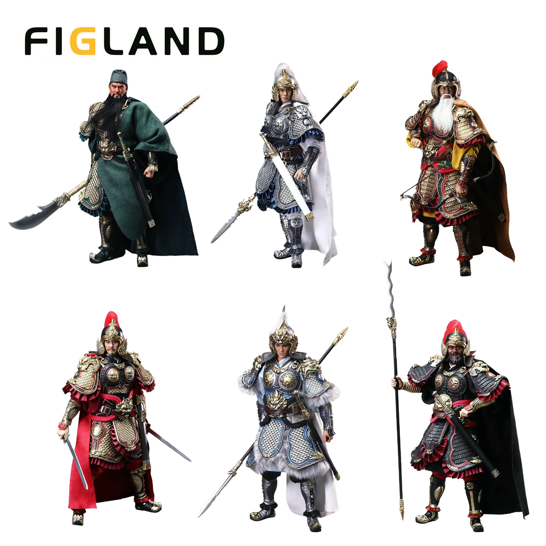 

FIGLAND 1/12 Scale Action Figure 6 Inch Three Kingdoms collectible LiuBei And the Five Tiger Generals Model Toys For Adult