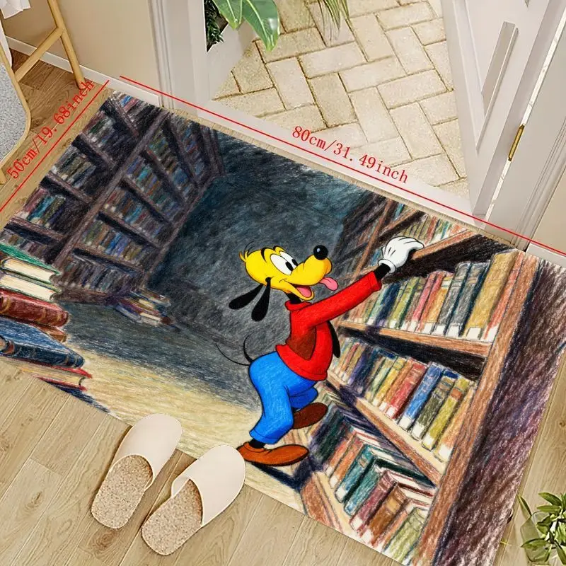 

1 шт., милый мультфильм Диснея Плутон, библиотека собак, книжные полки, напольный коврик, нескользящий впитывающий моющийся коврик, декоративный коврик для Li
