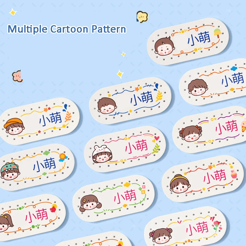 Customized Leather Name Label Cartoon Pattern Colorful Print For Kids Sewable on Children Clothes Bag Towel Name Sticker Tag