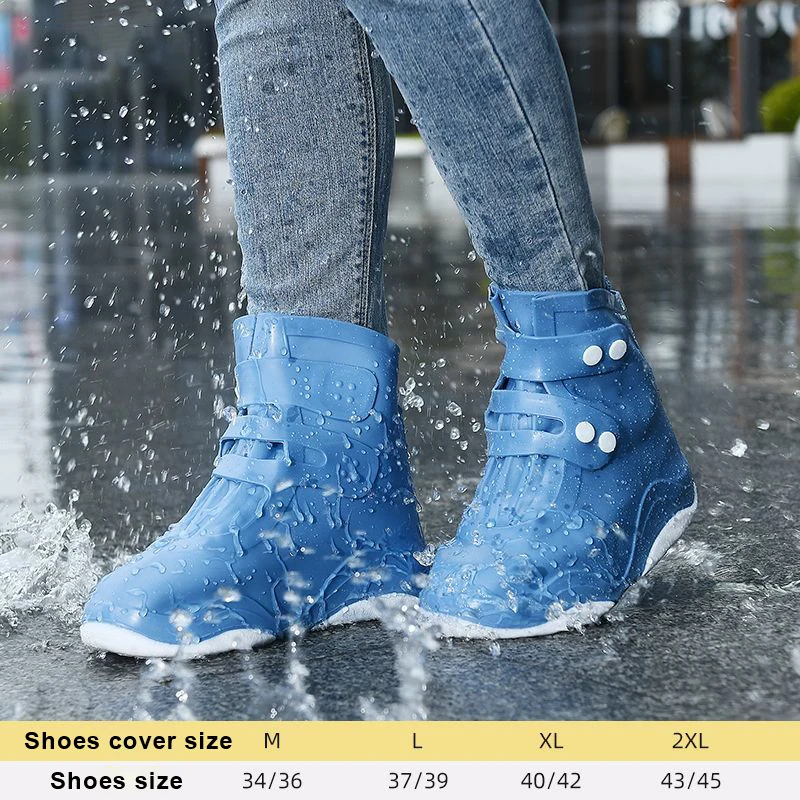 White Shoe waterproof cover double button highly elastic overshoes waterproof footwear covers durable men women galoshes