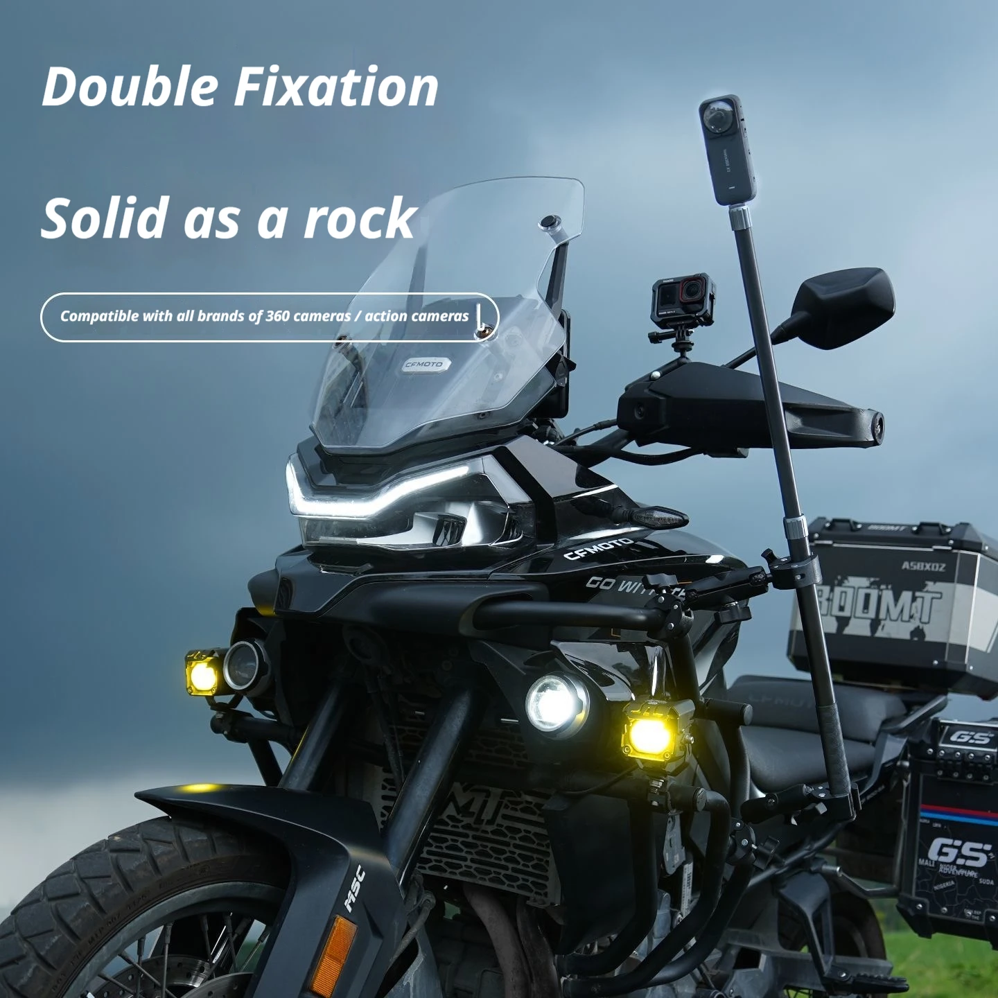 Motorcycle Bicycle Handlebar Base Mount Bracket Clip for Insta360 X5 X4 AIR GoPro 12 11 DJI Action 6 5pro 41.2m Extended Selfie