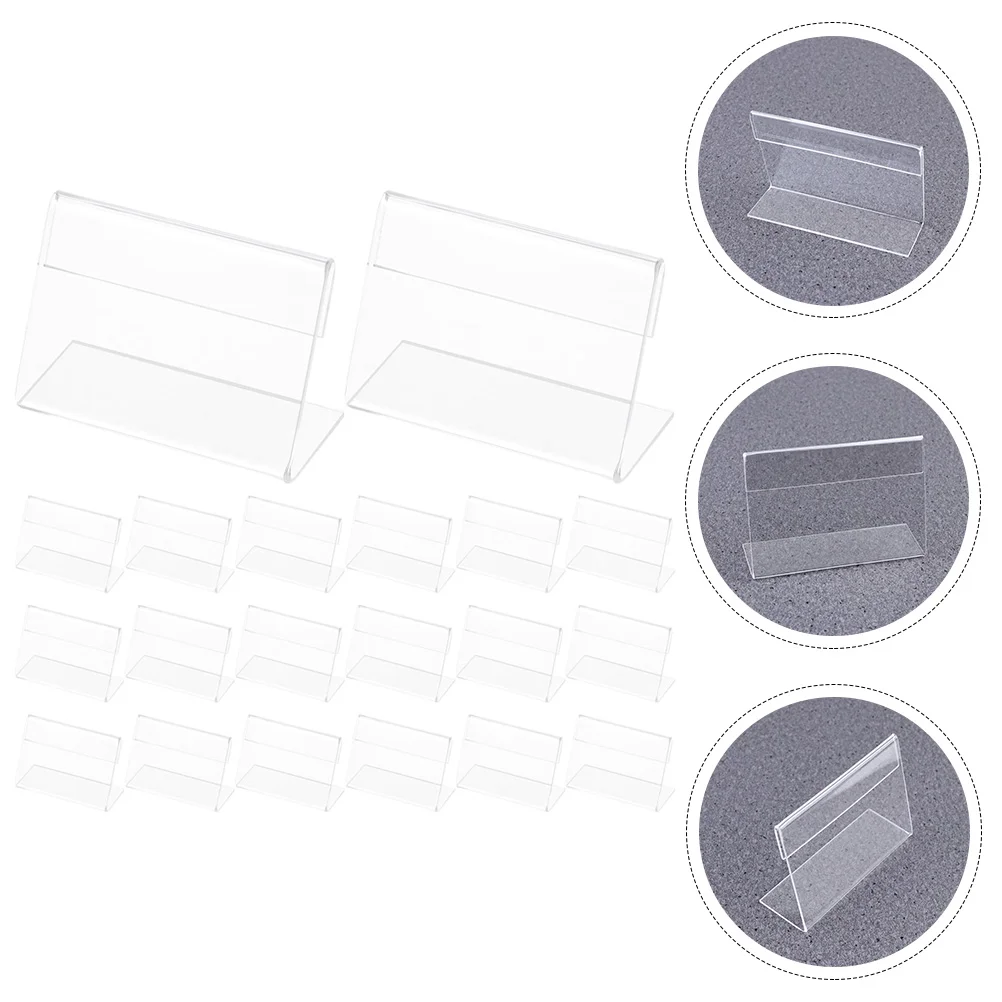 

25 Pcs Acrylic Card Labels Small Sign Display Stands Holder for Table Signs Tags