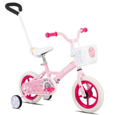 KEANO 10 12 Inch Kids Bike for Boys and Girls Ages 1-4 Years, Toddler Bike with Training Wheels & Basket, Parent Push Handle