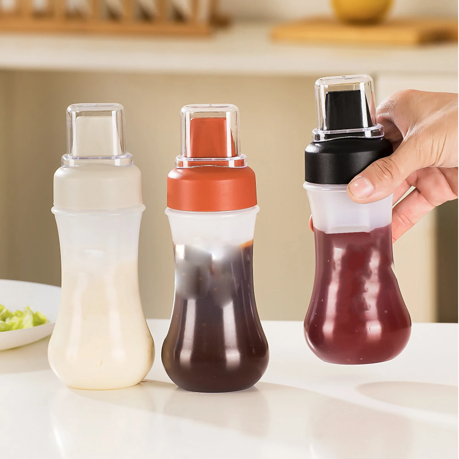 350ml 5 Hole Squeeze Condiment With Nozzles Plastic Ketchup Mustard Hot Sauces Olive Oil Bottles Kitchen Accessories