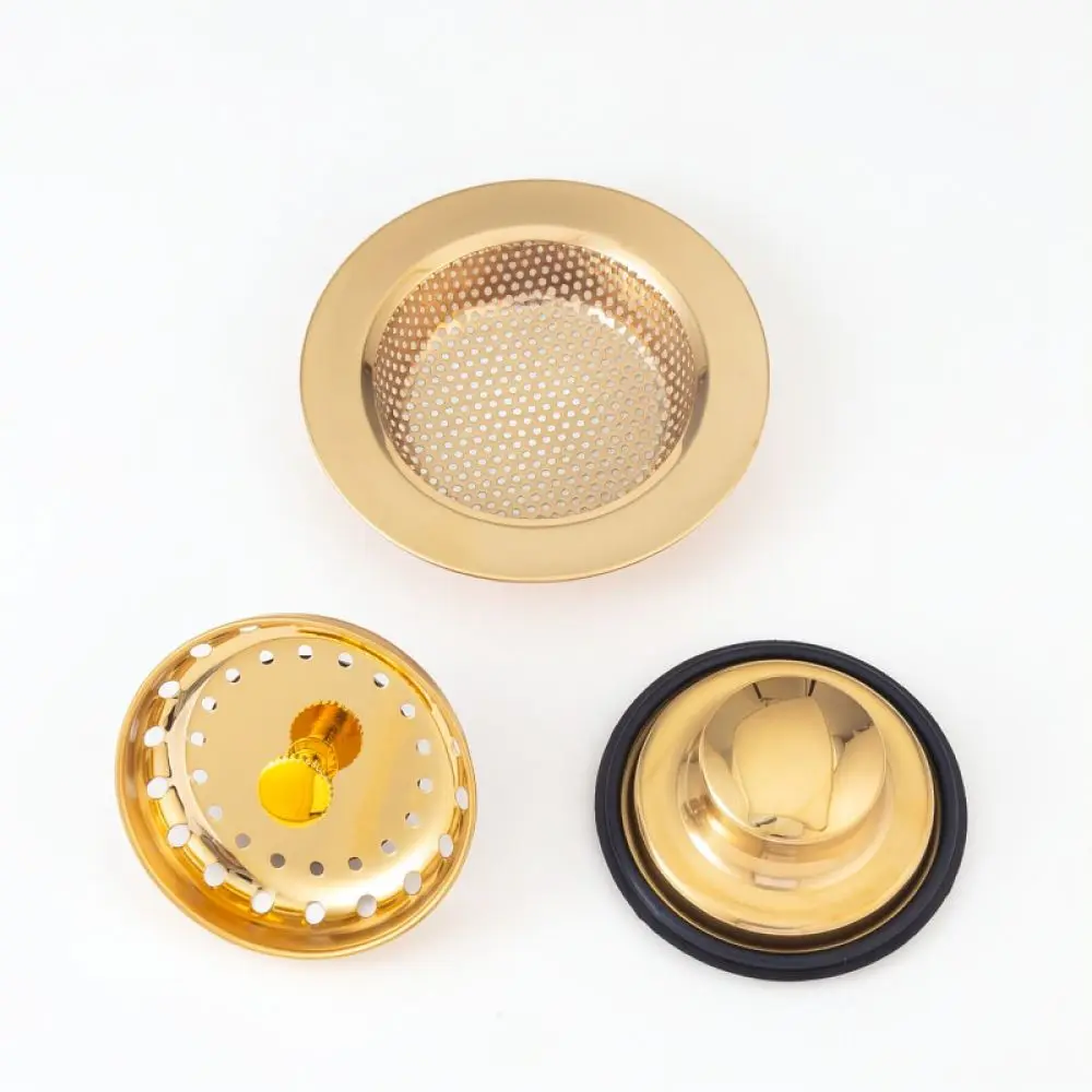 Gold Kitchen Sink Strainer Filter Stopper Stainless Steel Drain Mesh Catcher For Basin Plumbing Anti Clog Waste Trap