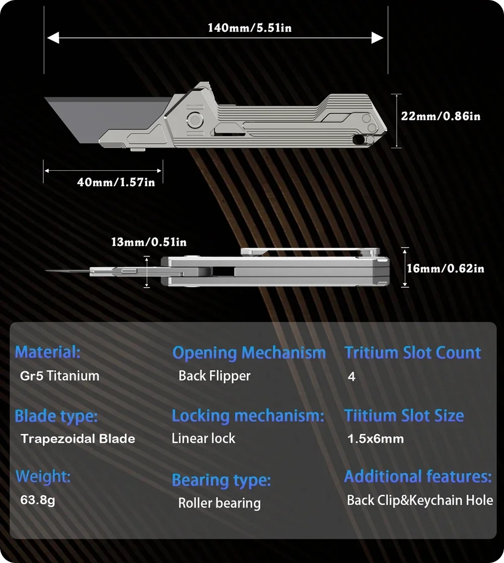 Titanium Alloy Pocket Cutter Knife Unpacking Camping Pocket Outdoor Tools Utlity Knife EDC