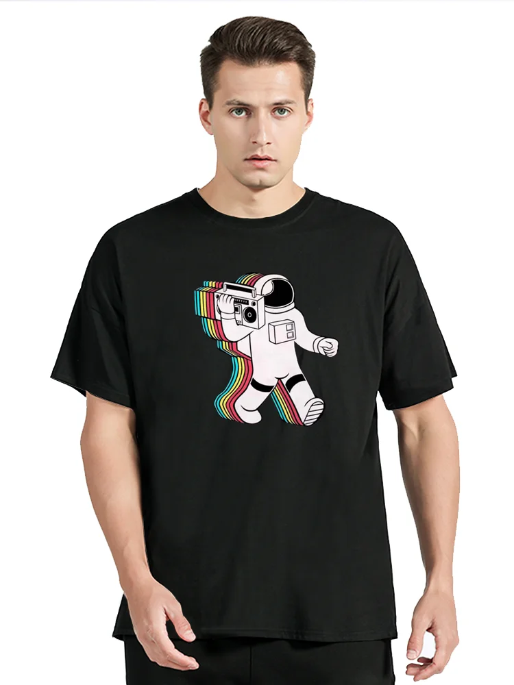 

Harajuku Funny Aesthetic T-shirt Men New Summer Fashion Cartoon Astronaut Cotton Tshirt Universe Space Punk T Shirt Clothing