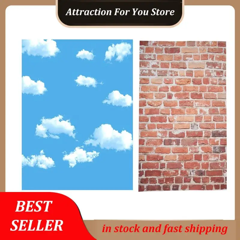 

Hot Selling 3X5ft Blue Sky White Cloud Photography Backdrop Screen Background Studio Props & Red Brick Wall