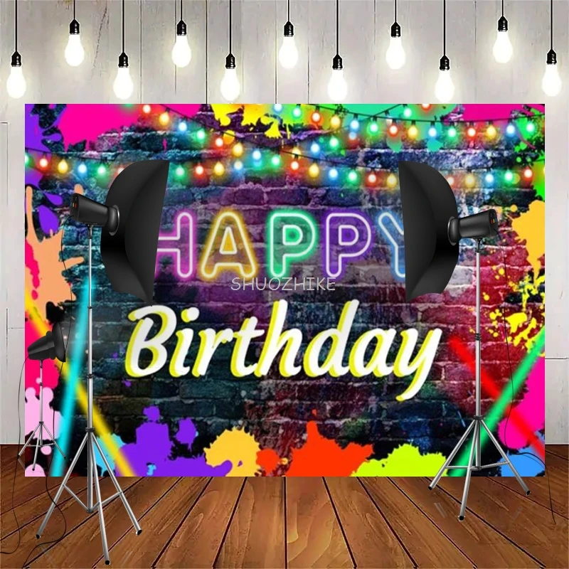 

Back to The 90's Birthday Party Photography Backdrops Hip Hop 90th Graffiti Background Retro Radio Prom Photo Booth Props TY-02