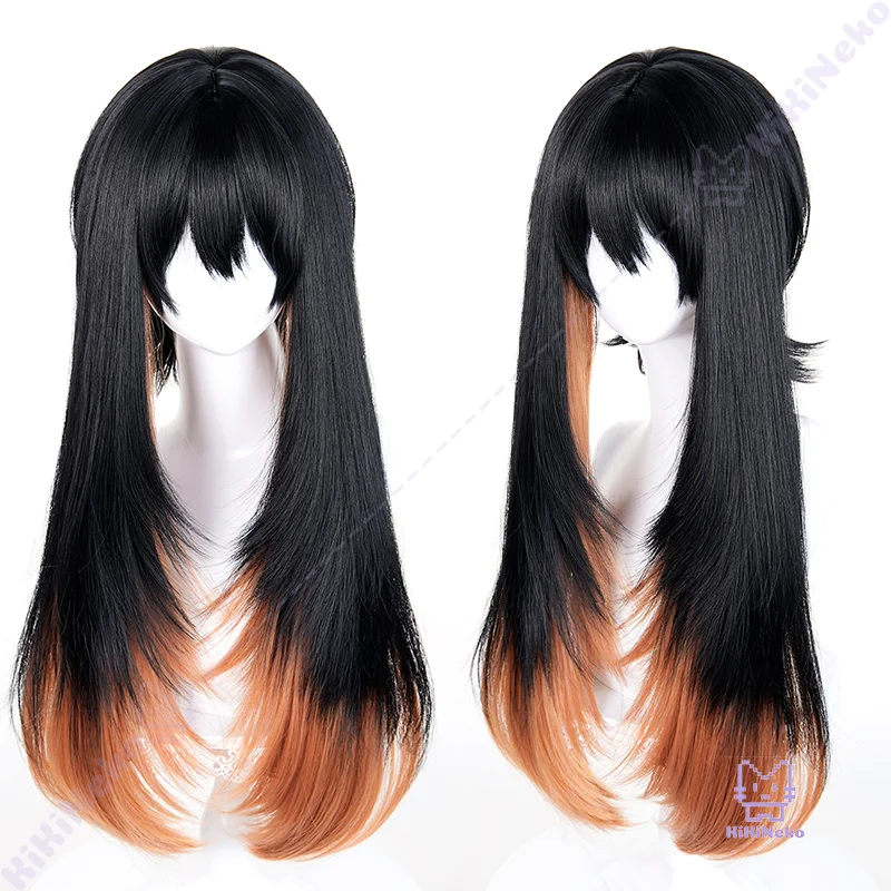 Peruka do cosplayu Anime Amo Empool, długa peruka Amo Enpūru ombre, czarno-pomarańczowa, na Comicon, Halloween, imprezę, dla dorosłych kobiet i mężczyzn.