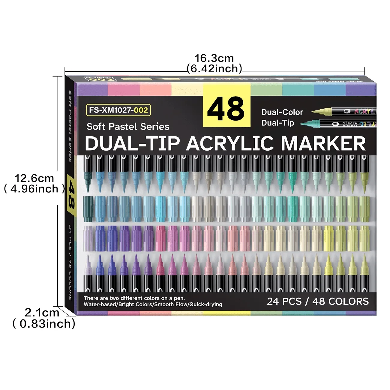 FLYSEA 48-Color Macaron-Toned Dual-Tip Acrylic Markers – Ideal for Surfaces like Stone, Wood, and Glass