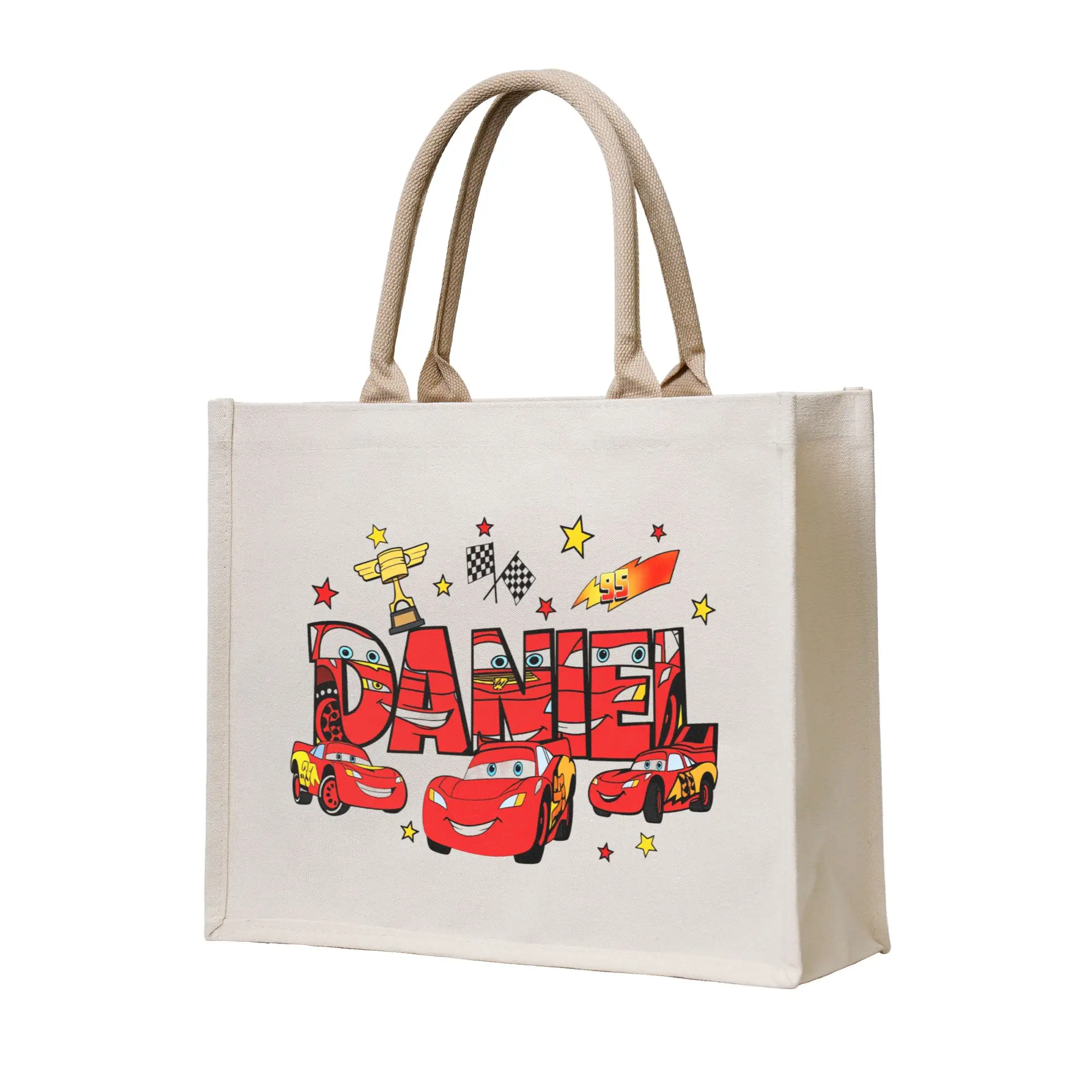 

Сумка-шоппер DANIEL L-Lightning M-Mcqueen для покупок, большая вместительная портативная сумка через плечо с мультяшными машинками