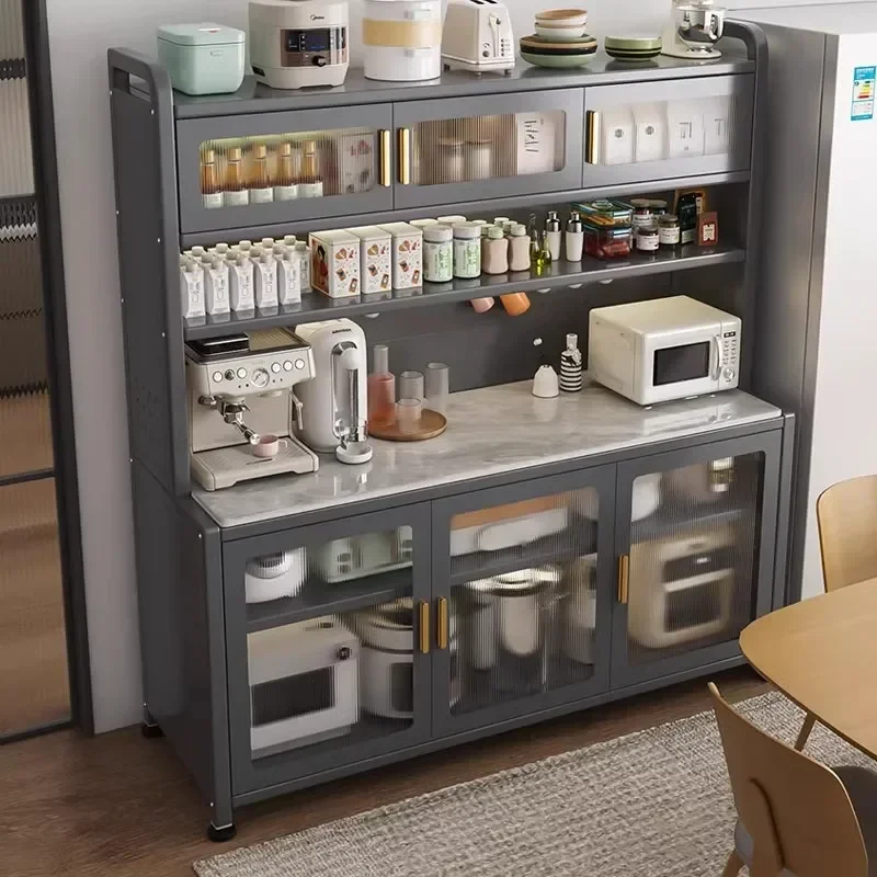 Slate Sideboard, Kitchen Shelf, Floor-to-ceiling Multi-layer Storage Cabinet, Microwave Oven, Cutting Vegetables
