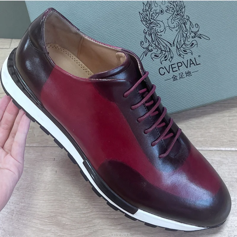 

Популярные в Европе роскошные мужские повседневные оксфорды из натуральной кожи, осенне-зимние элегантные мужские кроссовки ручной работы на шнуровке b19