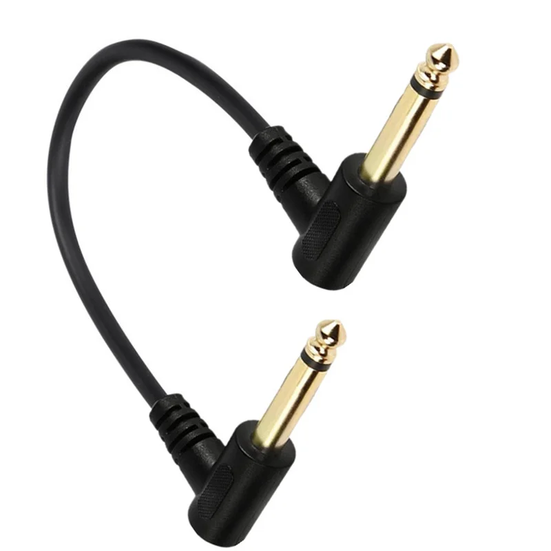 90 Degree Double Bend 6.35mm Mono Jack 1/4 TS Cable Unbalanced Guitar Patch Cords Instrument Cable Male to Male 0.3m/1.5m