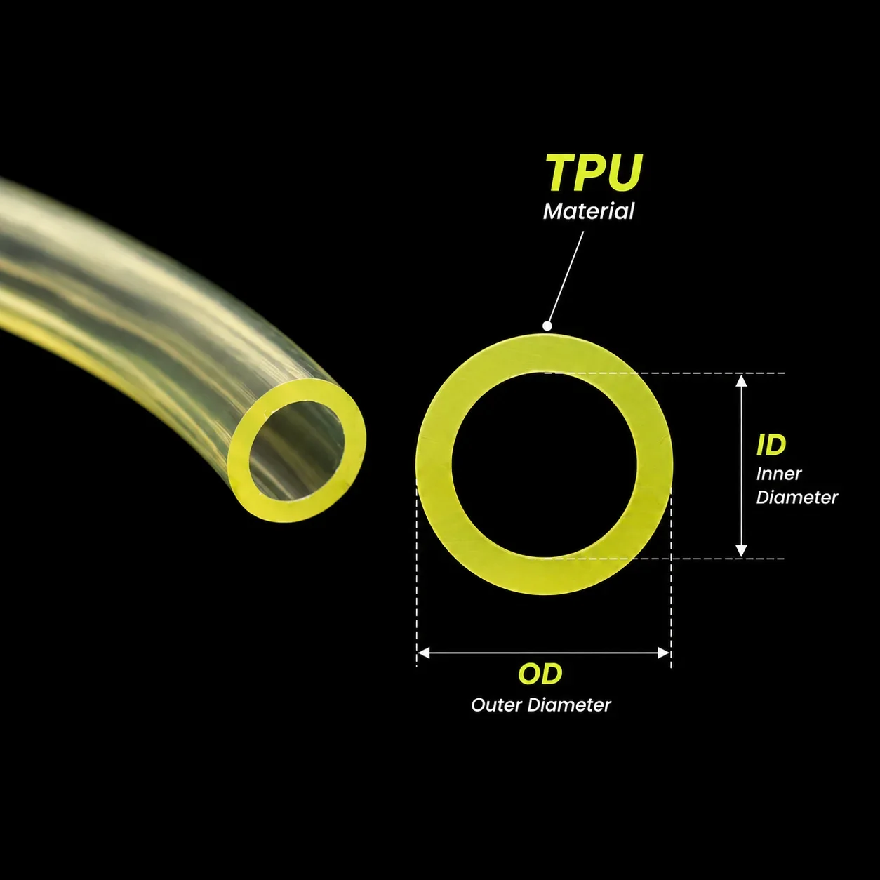 Yellow Transparent TPU Fuel Hose Inner Diameter 3~16Mm Oil Resistant And Anti‑Aging Pneumatic Fluid Delivery Pipe