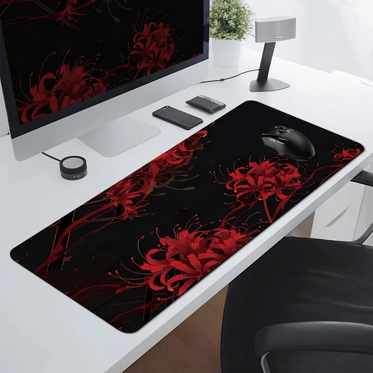 

XXL Red Mandala Flower Gaming Mouse Pad Anti-Slip Rubber Stitched Edges Extended Large Desk Mat for Office Gamer accessories 1PC