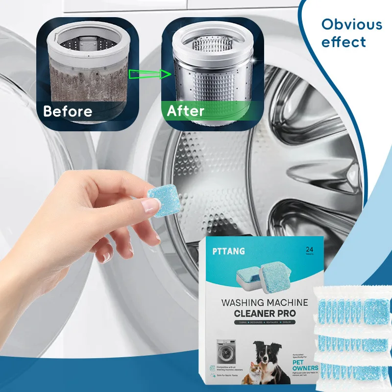 

Washing Machine Cleaner Tablets Deep Cleaning Remove Residue Dirt Odor Easy Use for All Washers Portable Powerful