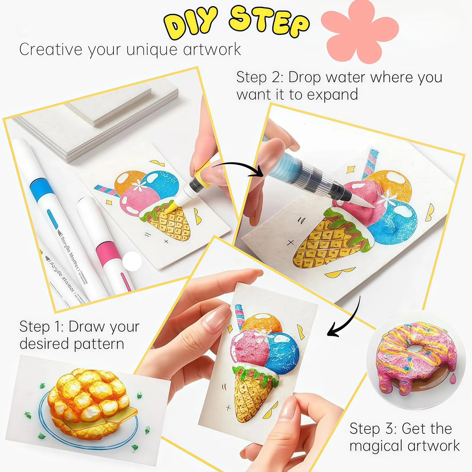 DIY Foam Texture Painting Set Magic Handicraft Educational Toy Foam Texture Paper Drawing Tools For Children Birthday Gifts