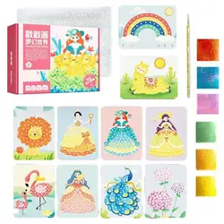 Arte mágica educativa artesanal para crianças, pintura de bricolage, artesanato de adesivos, artesanato de princesa para menina, brinquedos montessori para crianças, princesa