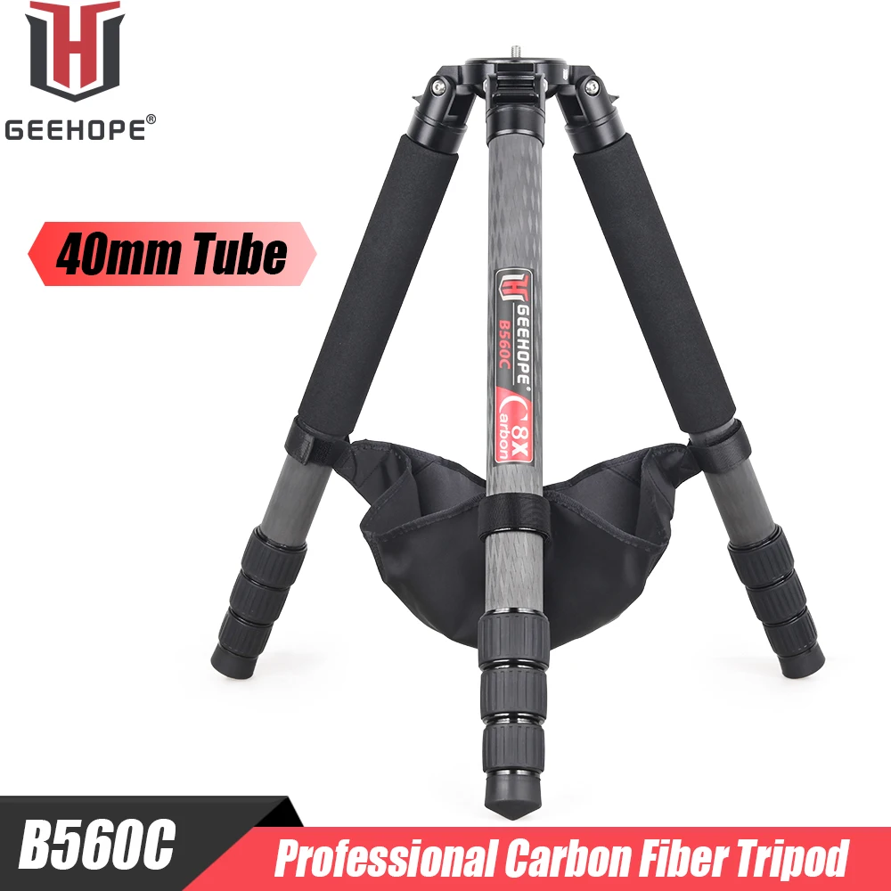 B560C Carbon Fiber Tripod 40mm Tube Professional Heavy Duty Tripod 30kg Load Bowl Tripod for DSLR Camera Shooting Birdwatching