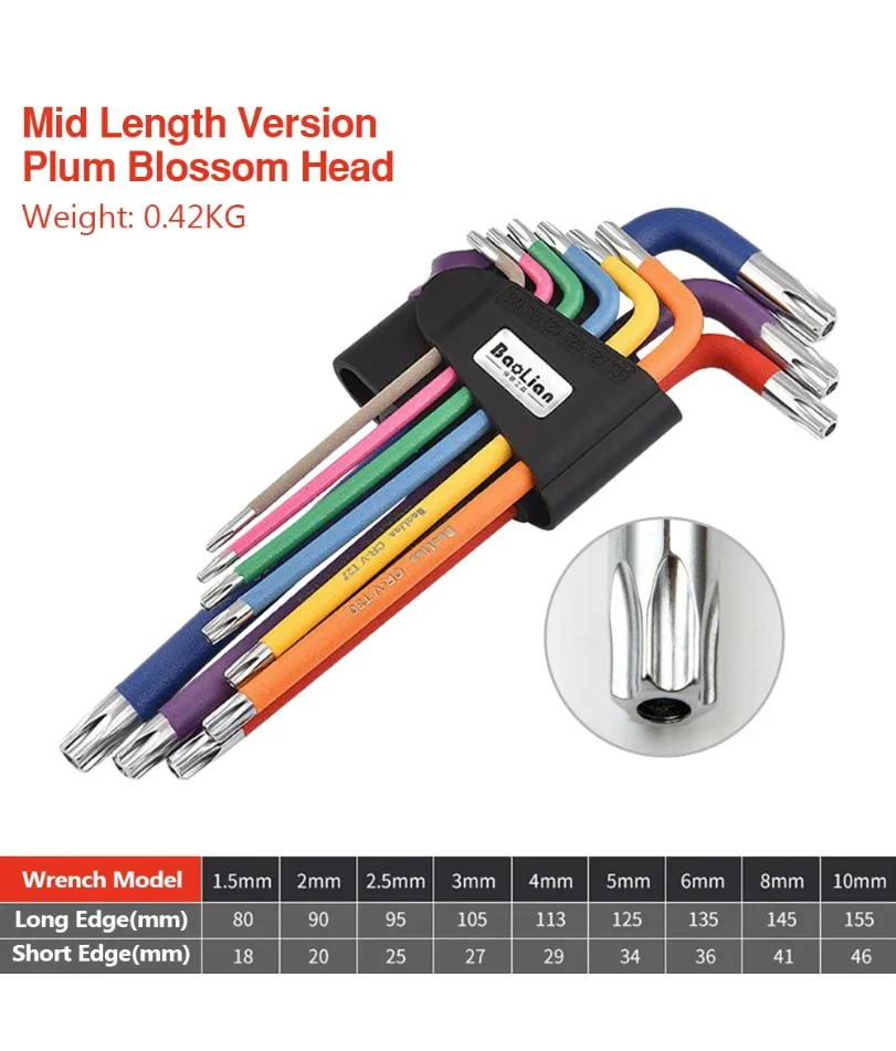 

Allen Key Sets 9 PCS Hexagon Spanner Colorful Universal Hex Wrench Screwdrivers Six-Lens Ball Keys Hand Tools for Bicycle Repair
