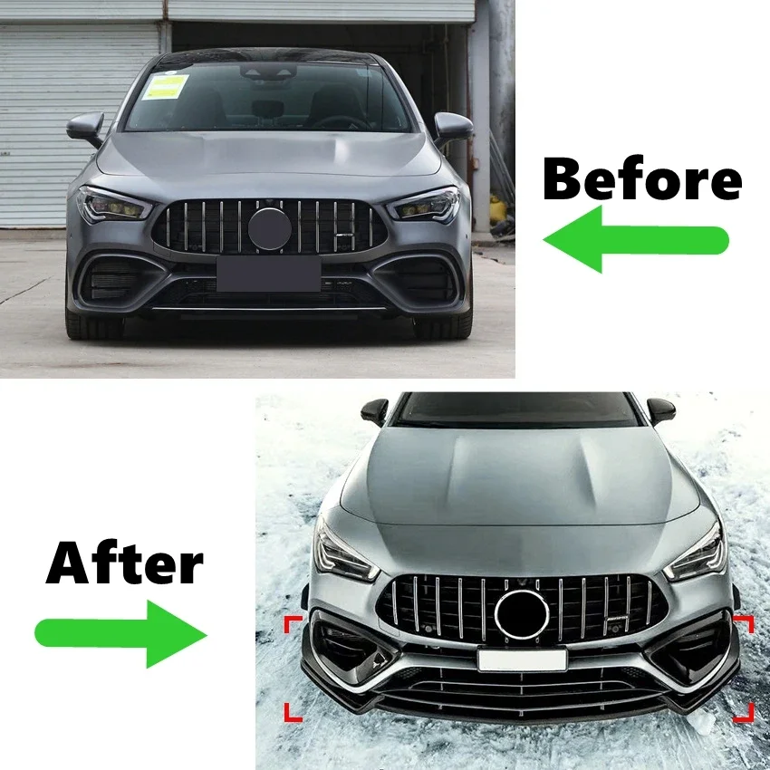 Front Bumper Lip Spoiler for Mercedes benz CLA Class C118 CLA45 AMG 2019-2023 Splitter Diffuser Canard Lip Front Shovel Surround