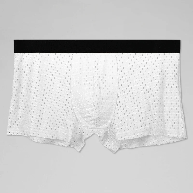 

Мужское нижнее белье, сетчатые трусы из ледяного шелка, дышащие трусы-боксеры, прозрачные и сексуальные короткие шорты, летние тонкие.