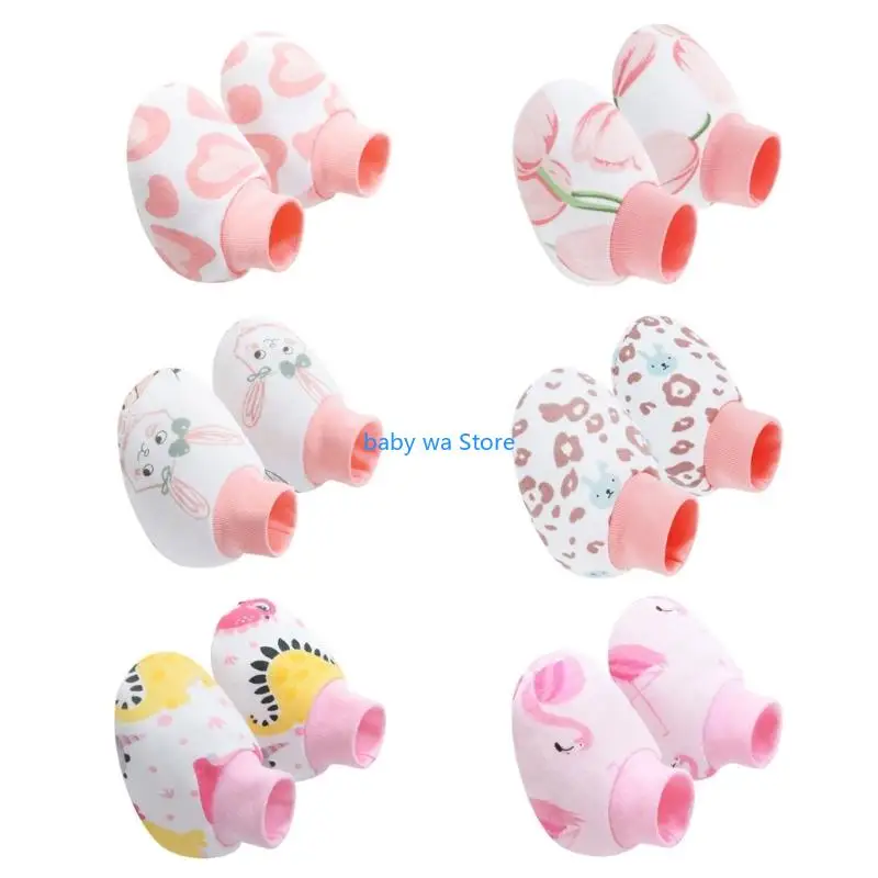 جوارب داخلية للرضع مكونة من 6 أزواج من القطن بأصفاد قابلة للتمدد وطباعة شخصيات كرتونية لطيفة لحماية الزحف أحذية أرضية 4XBD #5