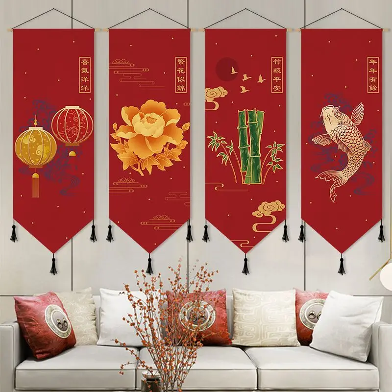 

Chinese Style Fish Scroll Wall Paintings Home Decoration Wall Art Hanging Tapestry Vintage Room Decor Aesthetic Posters