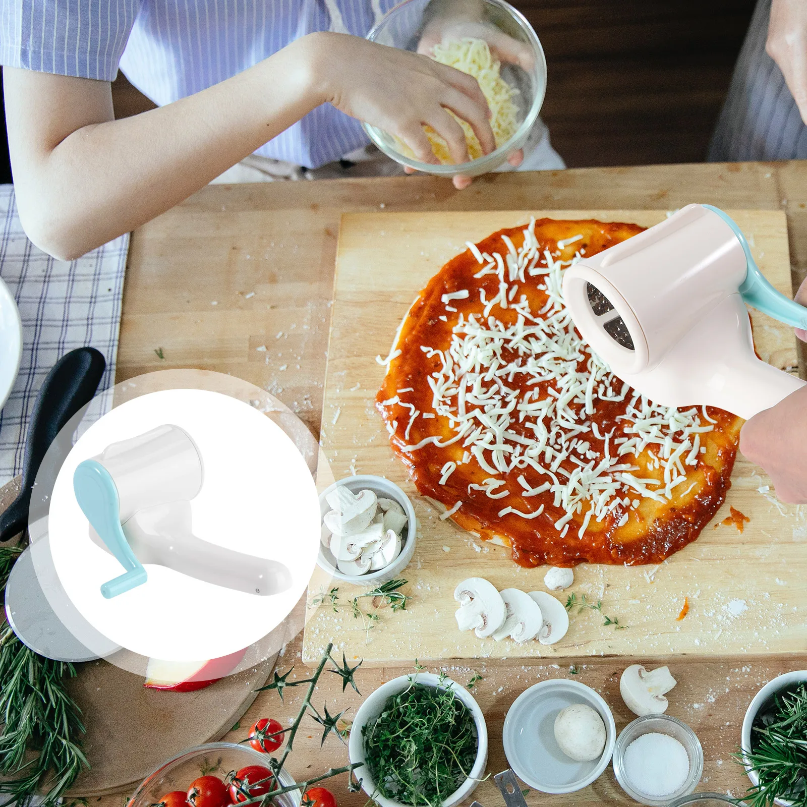 

Cheese Grater Food Shredders Stainless Steel ABS Kitchen Tool Vegetable Planer Onion Chopper Rotary Shaver Lightweight Portable