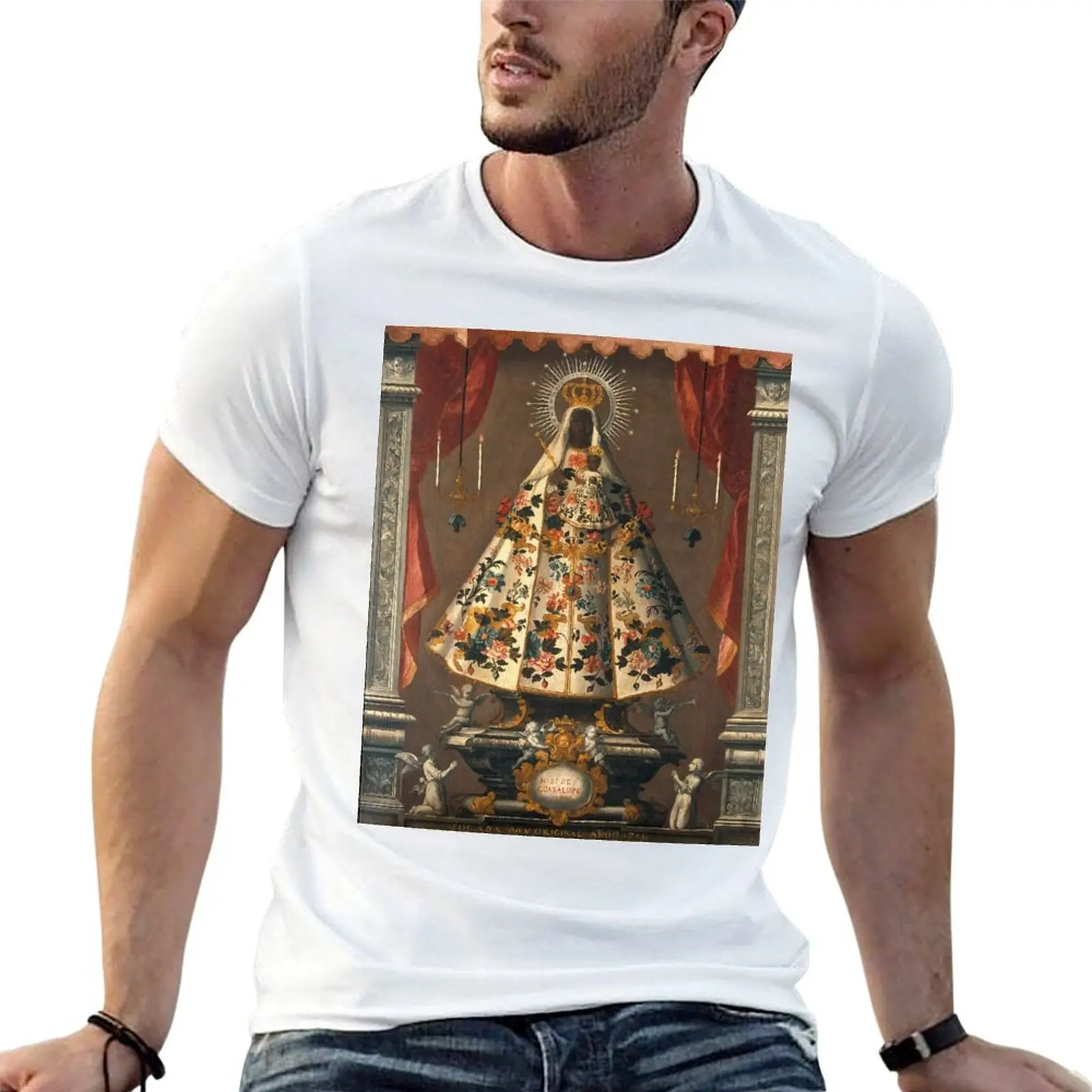 Black Madonna Mexican Painting, 1745 T-Shirt vintage graphic tee Short sleeve tee plain white t shirts men