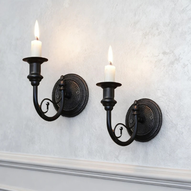 2pcs Hammered Pattern Wall Hanging Candlestick Iron Art Not Easy Rust for Living Room Bedroom Holiday Wall Decoration Lighting