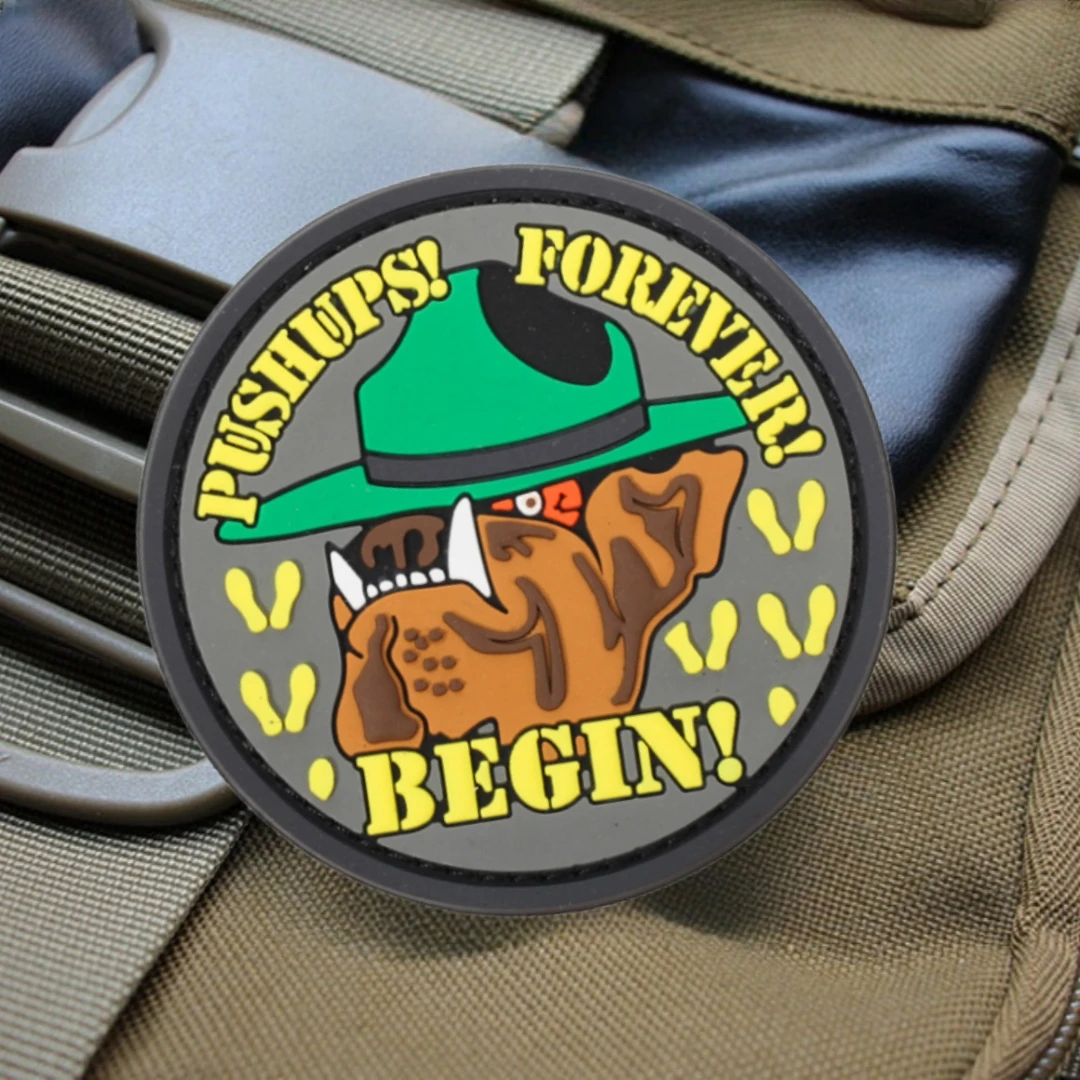 PUSHUPS FOREVER BEGIN-Patch en PVC pour Chien, Danemark ges DulMorale sur Sac à Dos, Autocollant à Crochet et Boucle pour Vêtements