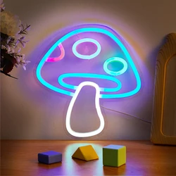 Chi-buy LED Neon Blue Mushroom USB Powered Neon Signs Night Light 3D Wall Art & Game Room Bedroom Living Room Decor Lamp Signs