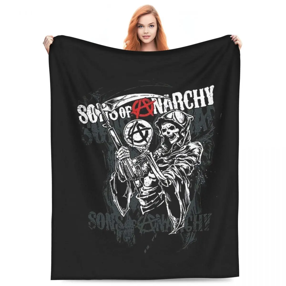 The Death Reaper Sons Of Anarchy Blankets Flannel Sofa Throw Blanket Lightweight for Home Bedroom Throws Bedspread Quilt