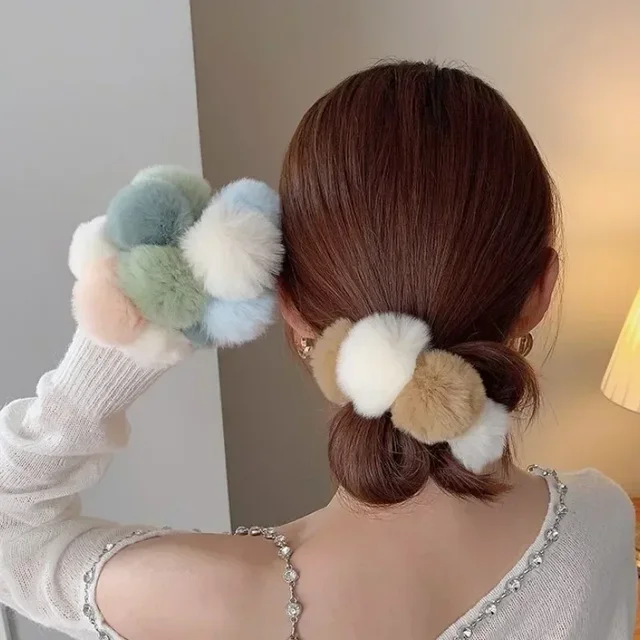 Akcesoria do włosów dla kobiet Furry Elastiekjes Cheveux Femme Ligas Para Cabello Bands Bear Elastico Cabelo Gumka Elastique