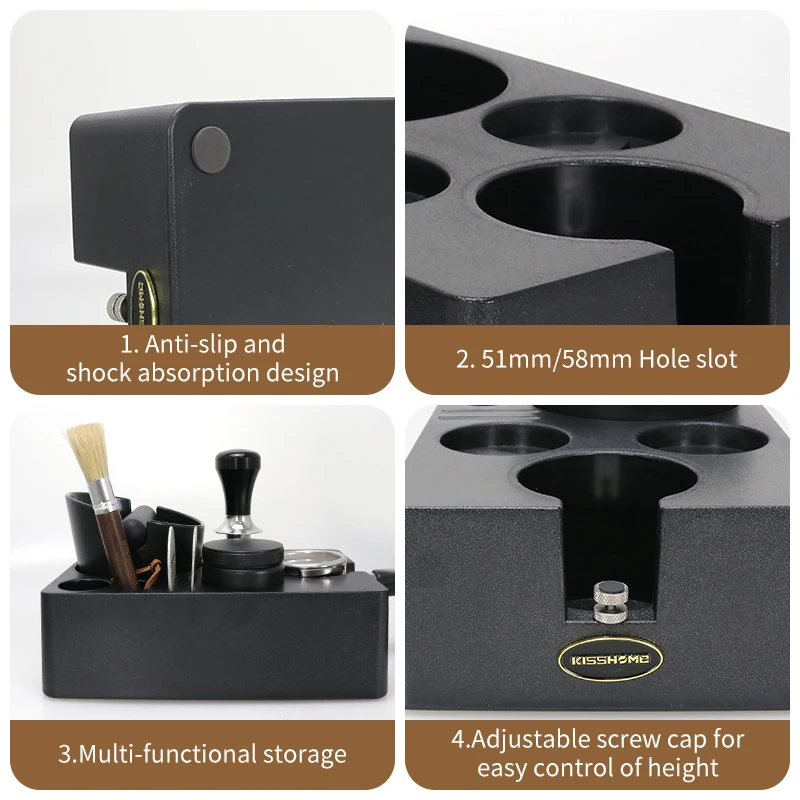 Imagem -02 - Espresso Knock Box Tamping Station Suporte Portafilter Café Abs Leveler para Acessório Barista Delonghi Breville 51 mm 54 mm 58 mm