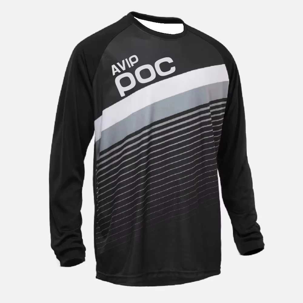 Mens MTB Dirt Bike Long Sleeve Jersey Quick Dry Breathable Color Block Stripe Graphic Downhill Off Road Motocross Cycling Shirts - view 5