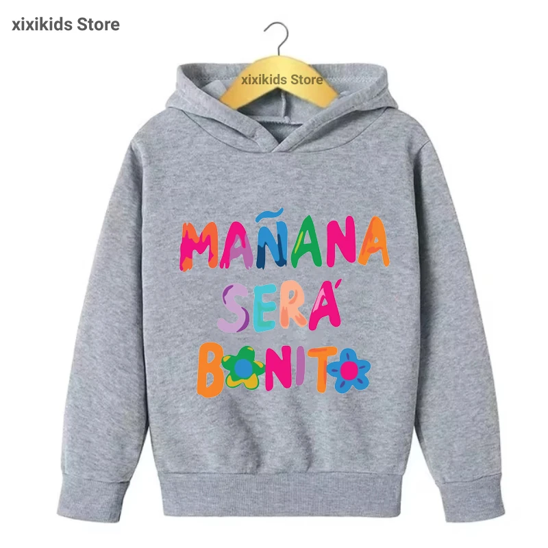 

Funny Kids Clothes Karol G Manana Sera Graphic Printed Cap Hoodies Girls Spring/Autumn/ Winter Plus Velvet Sweastshirt Tops