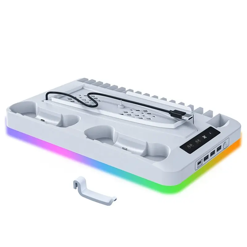 FEDI-Cooling Stand For PS5 Slim Console Gamepad Charging Base Headset Hook Game CD Storage Rack For PS5 Disc&Digital
