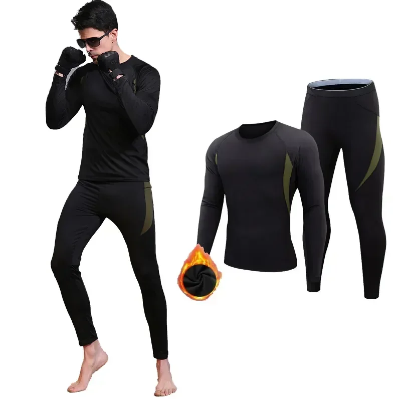 Warm Shirts Johns Set Thermal S Fleece Clothing Men Legging Long Winter Sport Male Underwear Compression