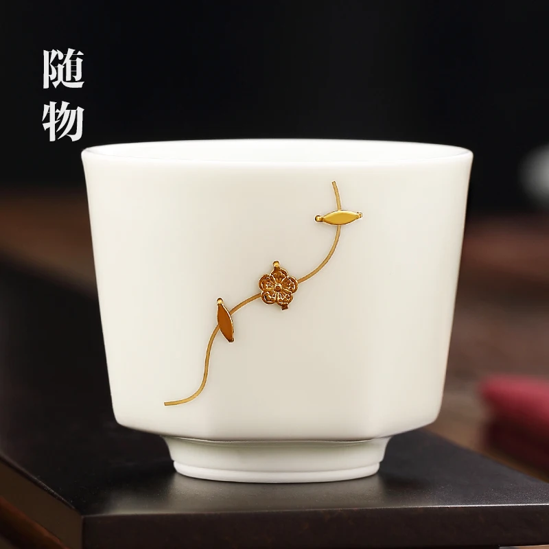 Sheep Fat Jade Nail Single, CeramiC Master, Personal Tea, Female Tea Bowl, Curium Porcelain