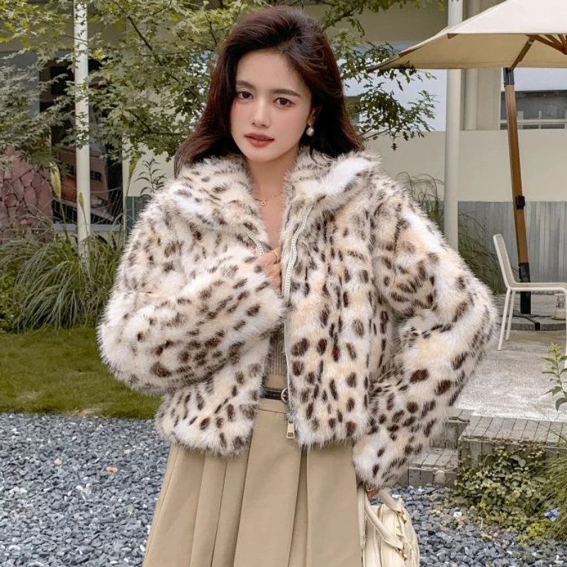 Winter New Women High-End Faux Fur Coat Female Short Temperamental Sexy Hot Girl Outcoat Thickened Casual Versatile Outerwear