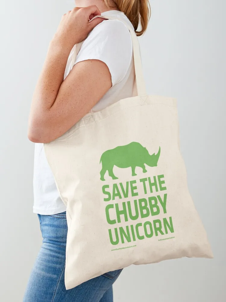 Save The Chubby Unicorn - Green Tote Bag tote bag Large bags for women Canvas Tote Bag